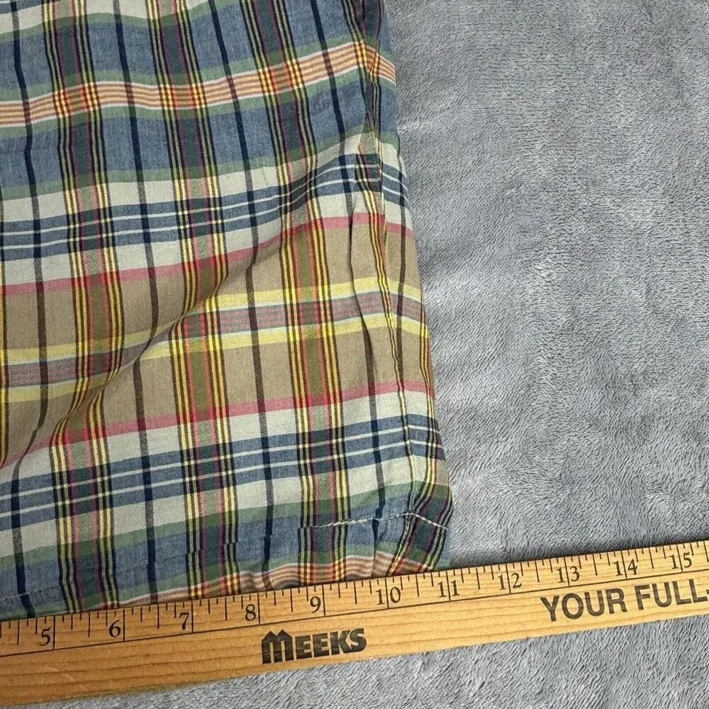 Polo Ralph Lauren Reversible Shorts Men 32x10 Brown Blue Plaid /‎ Khaki Cotton